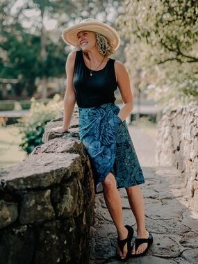 Ripskirt Hawaii Wrap Midi Skirt Length 3 Large Maui Moonlight Blue Beach Swim